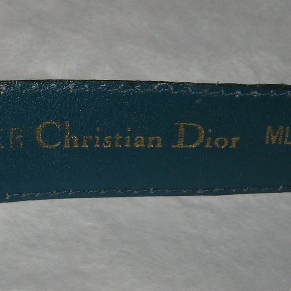 ❤️CHRISTIAN DIOR GREEN REPTILE PRINT LEATHER BELT AND OVERSIZED BUCKLE 35 ML - Picture 5 of 7